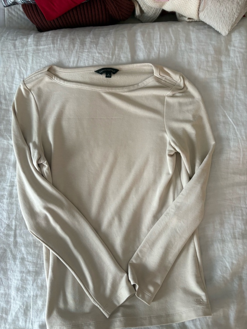 Banana Republic Cream Boatneck Long-Sleeve Top
